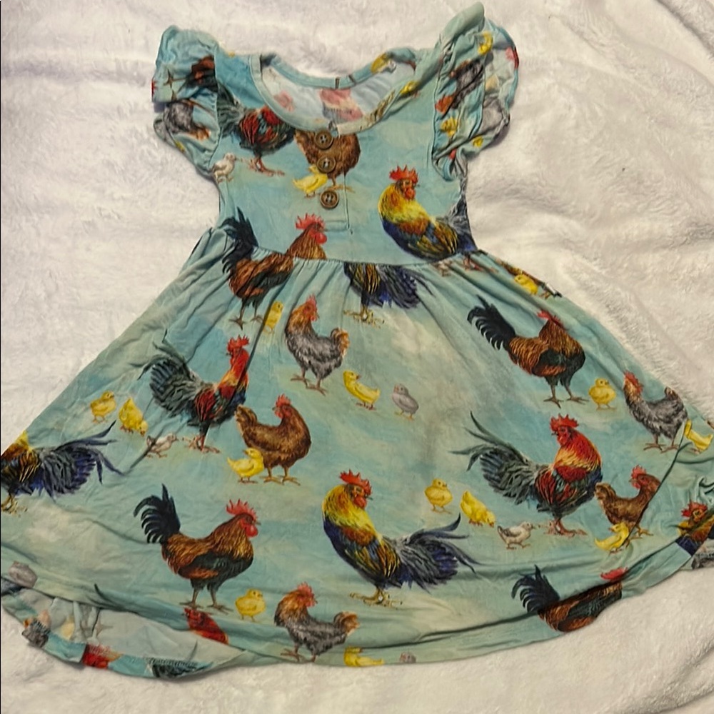 Posh Peanut 2T Ruffle Sleeve Twirl Dress in Rhett Print